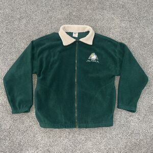 Vintage 90s Polar Graphic USA Alaska Fleece Full Zip Green Eagle Jacket - Medium